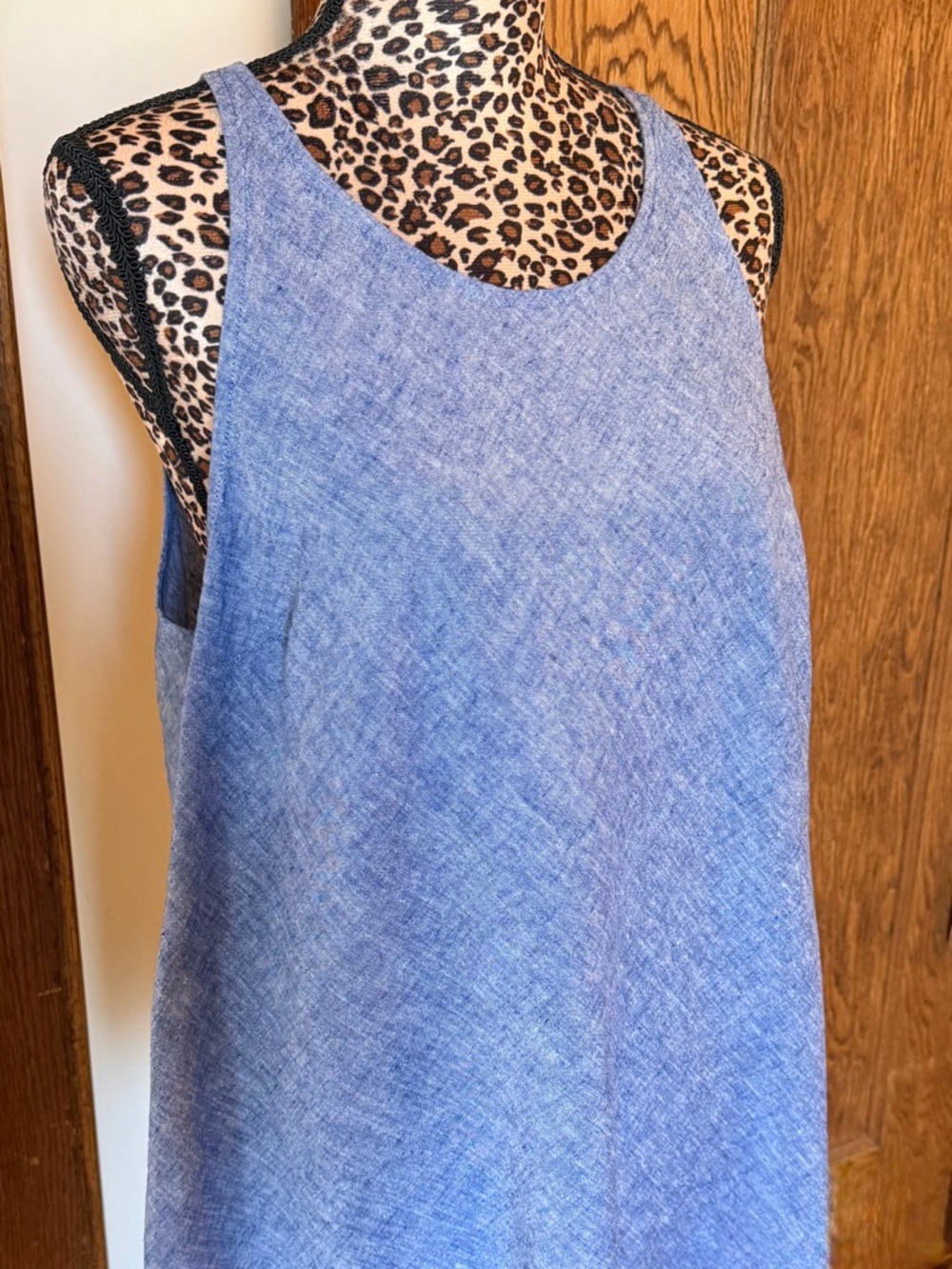 A New Day Linen-Cotton Tank Top Size XL — Chambray Blue